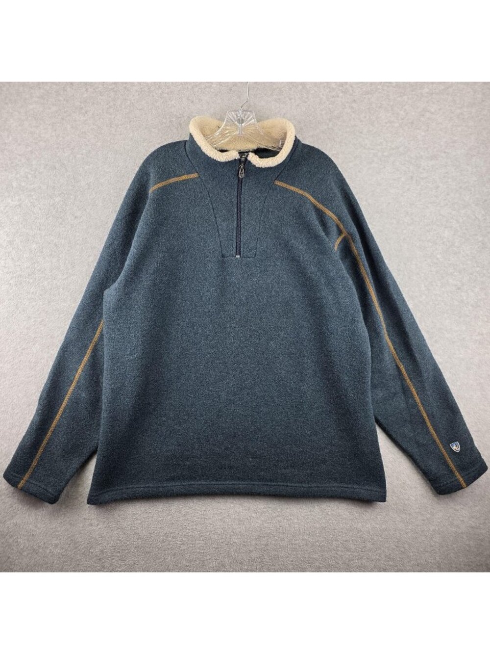 Kuhl Alpaca Fleece Pullover Mens 2XL Blue 1/4 Zip Heavyweight Mock Neck